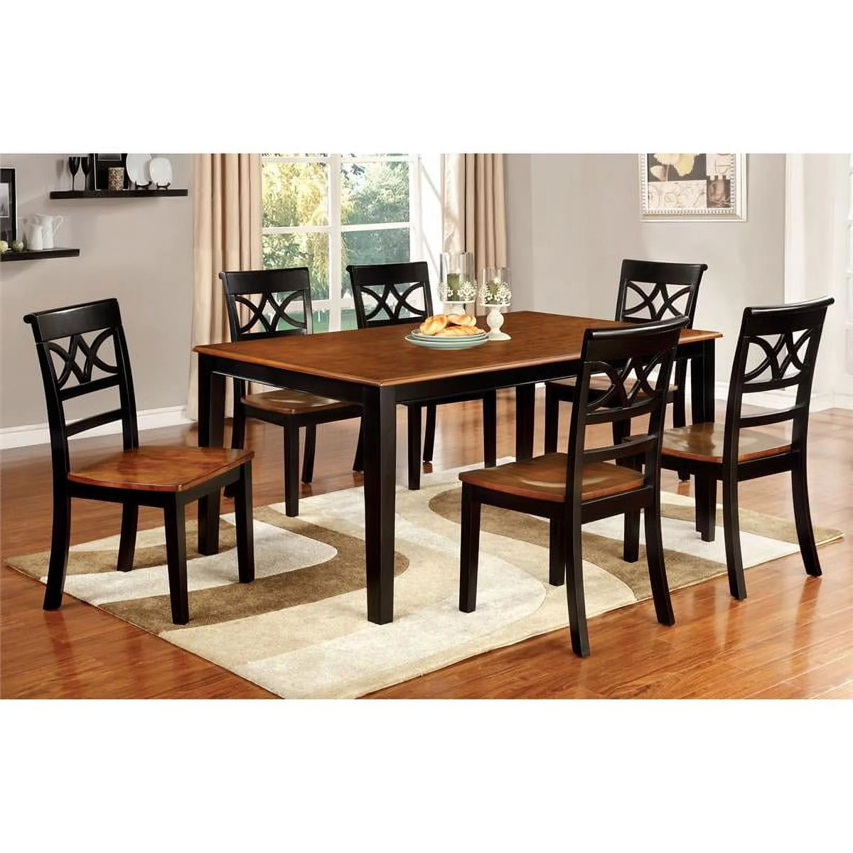 Black and Cherry Wood Dining Chair Set of 2 T7965