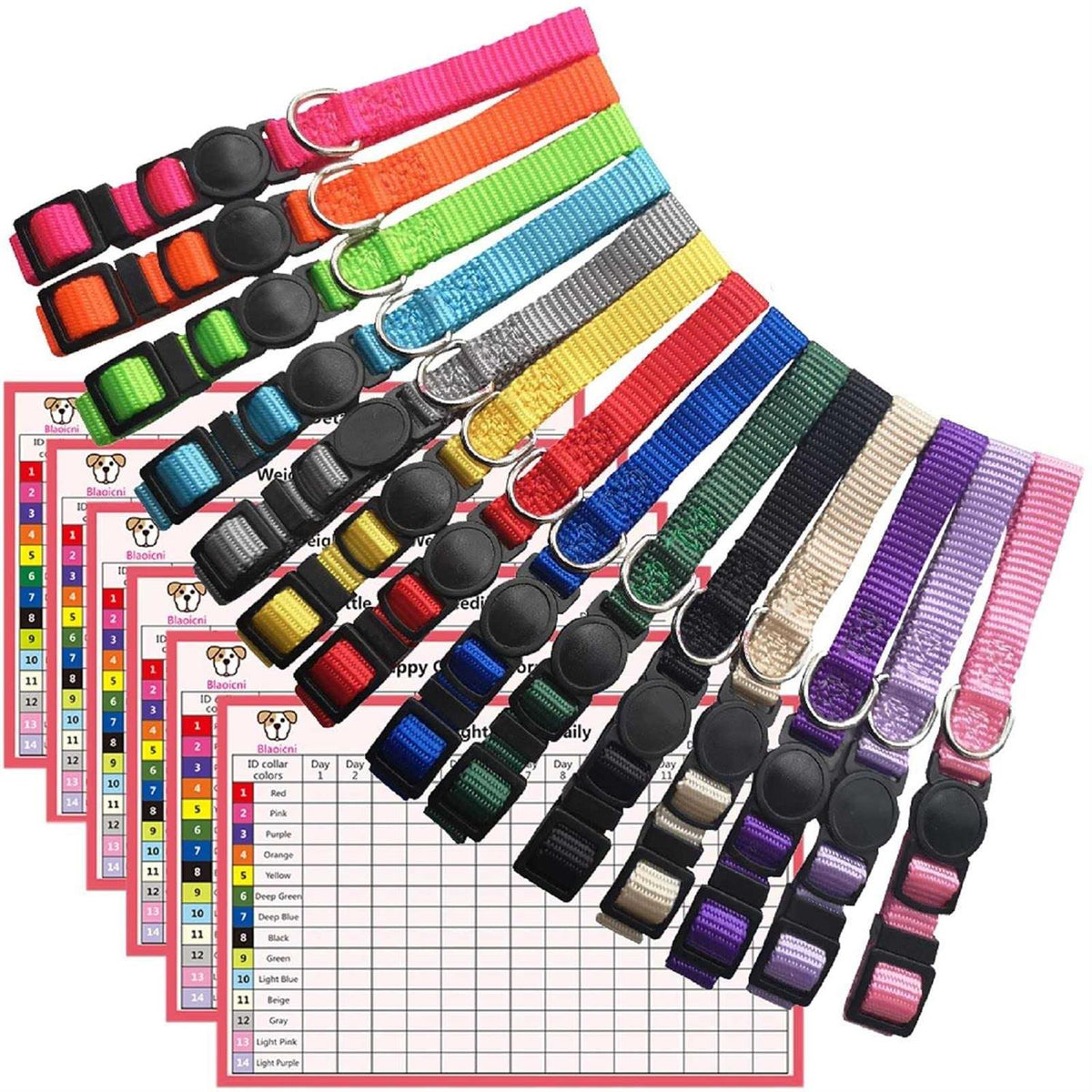 14PCS Soft Nylon Adjustable Breakaway Puppy ID Collar D3891