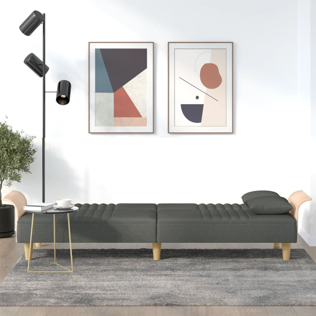Dark Gray Fabric Sofa Bed with Armrests Y90976