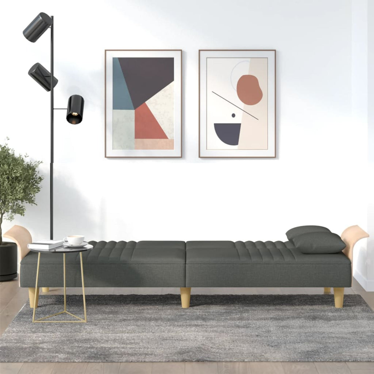 Dark Gray Fabric Sofa Bed with Armrests Y90976