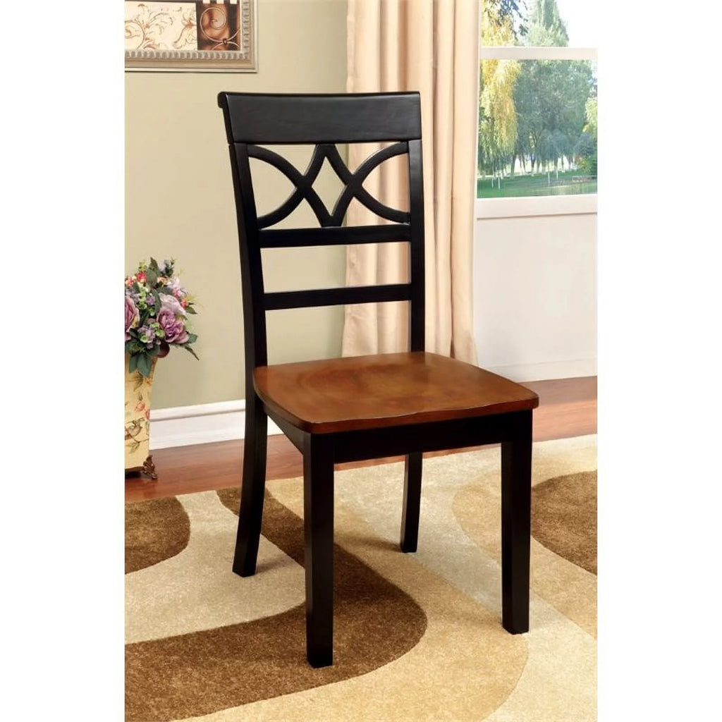Black and Cherry Wood Dining Chair Set of 2 T7965