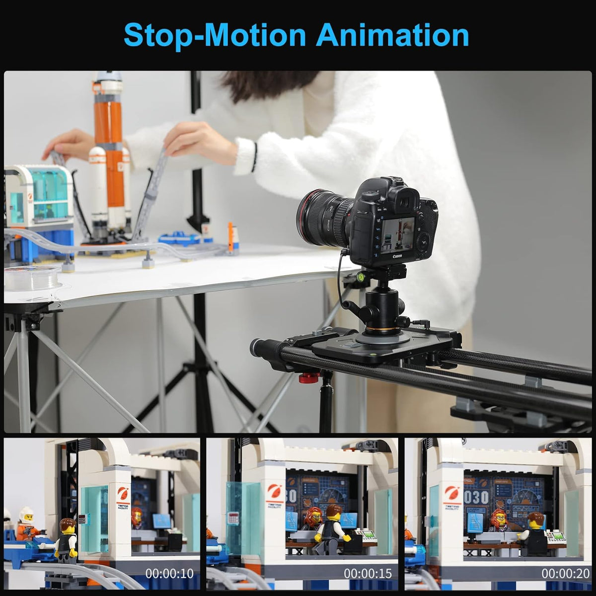 Motorized Camera Slider, 2-Axis 31'' Carbon Fiber Track Rail with APP Control B364328