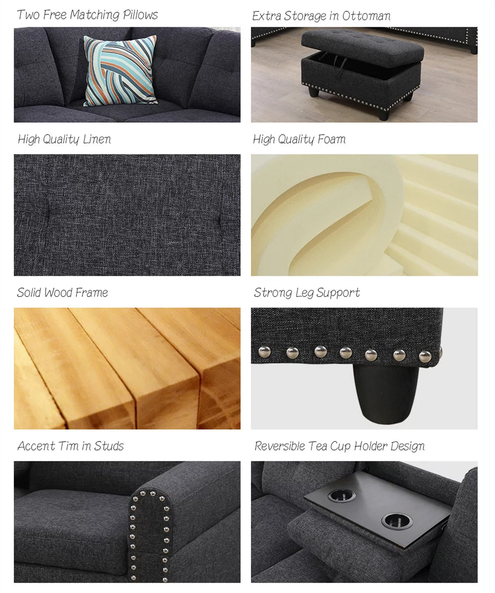 Sleeper Sectional with Storage Ottoman E237809