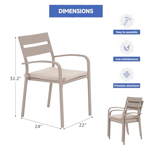 Aluminum 4-Piece Patio Dining Chairs with Cushions P6011