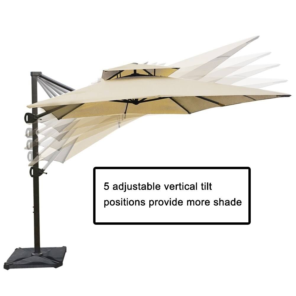 Brown Cantilever Umbrella with Cross Base H969838