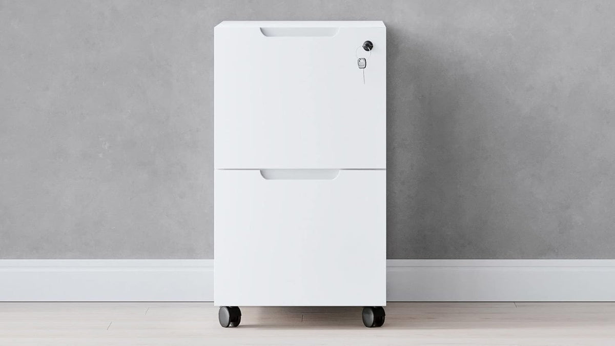 White 2 Drawer Mobile Pedestal J894324