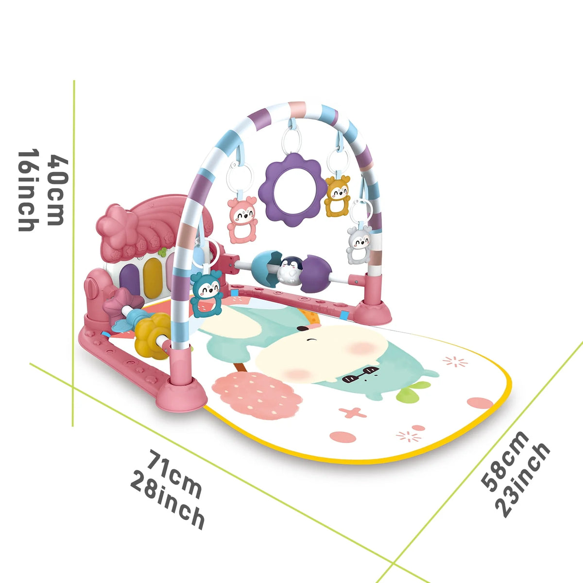 Baby Gym Play Mat 3 in 1 Fitness Rack with Music and Lights Blue V709