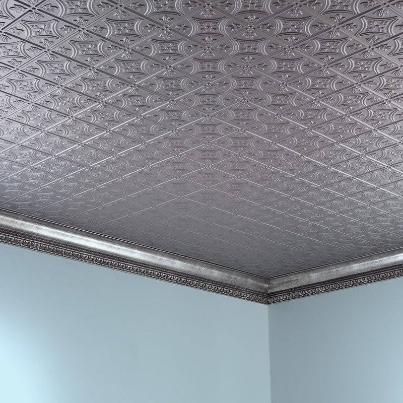 Argent Silver Decorative Vinyl Glue Up Ceiling Tile 5 Pack V27117
