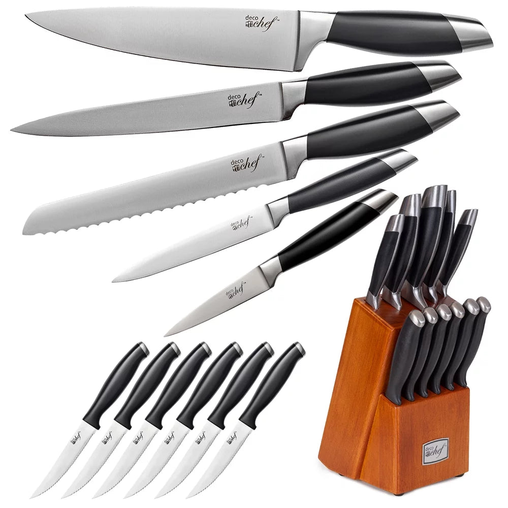 11 Pc Non Stick Cookware Set and 12 Piece Stainless Steel Knife Set R54964