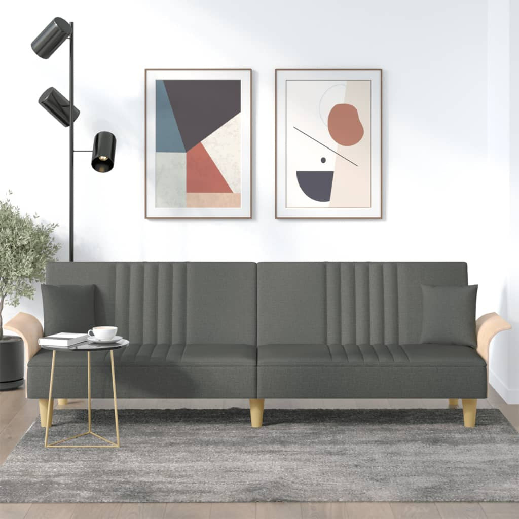 Dark Gray Fabric Sofa Bed with Armrests Y90976
