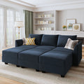 Velvet 6 Seater Sectional Sofa with Ottoman Z753533