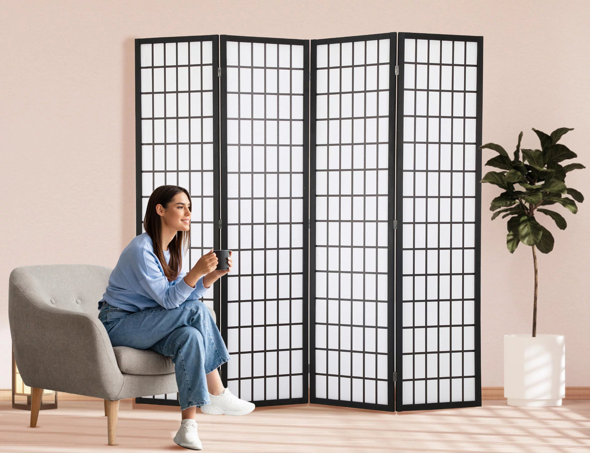 Wood 4 Panels 6Ft Folding Room Divider L695387