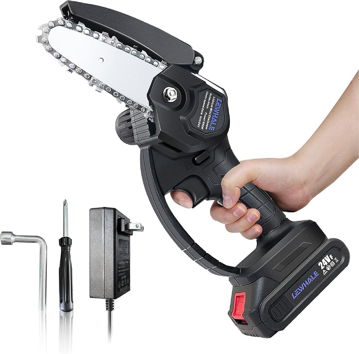 Mini Chainsaw 4-Inch Cordless Power Chain Saws, Pack of 2 L8357