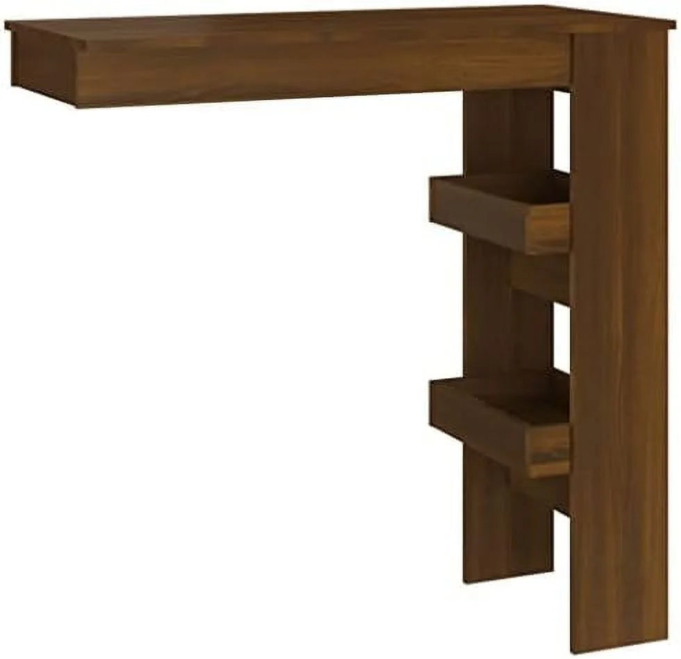 Black Engineered Wood Wall Table with Compartments U1926