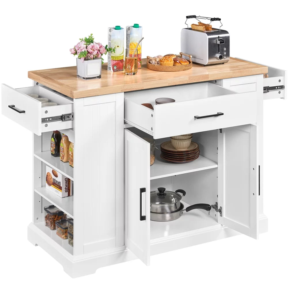 White Wooden Kitchen Island Storage Cabinet with Drawer R780657