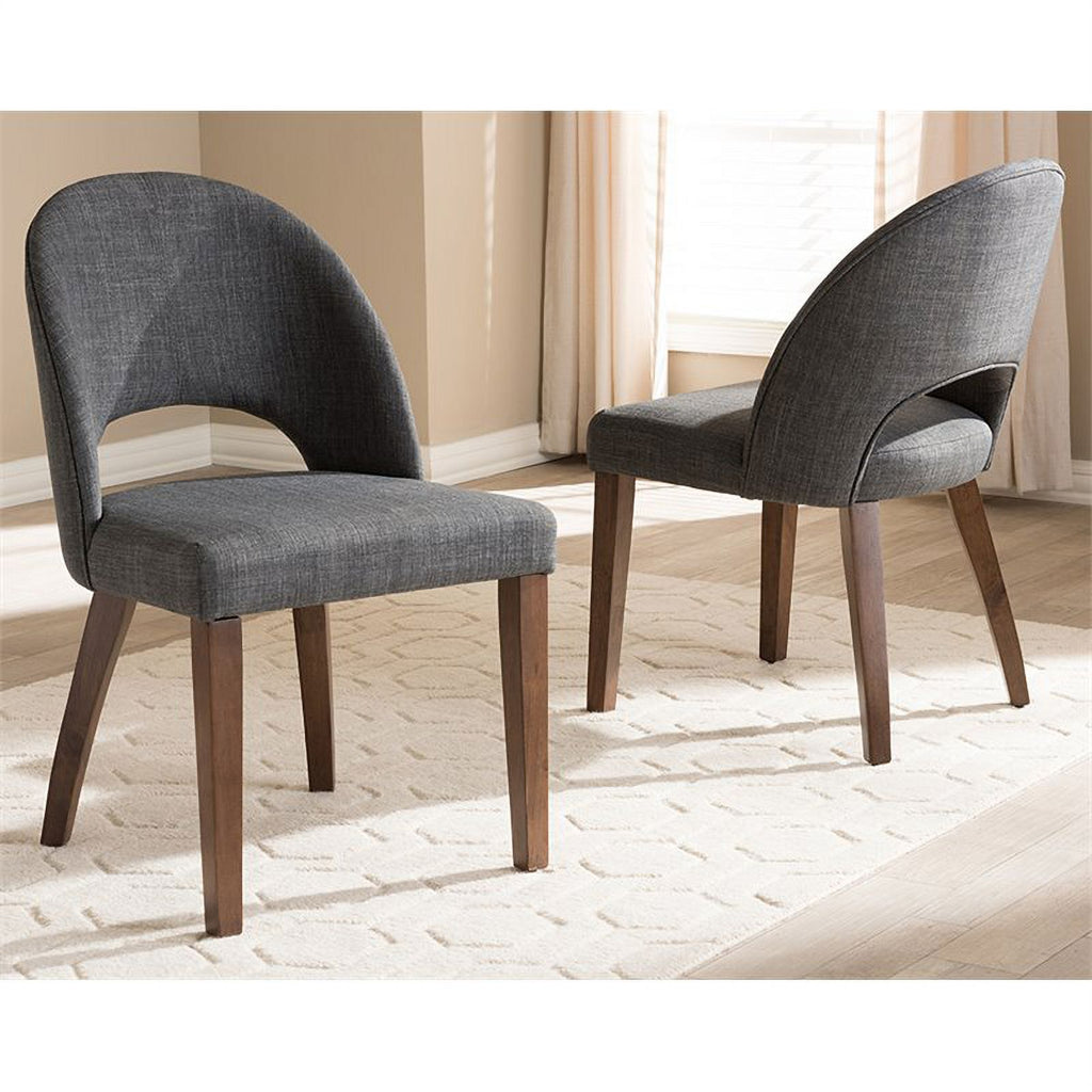 18.5" Mid-Century Fabric Dining Side Chair in Dark Gray (Set of 2) K544