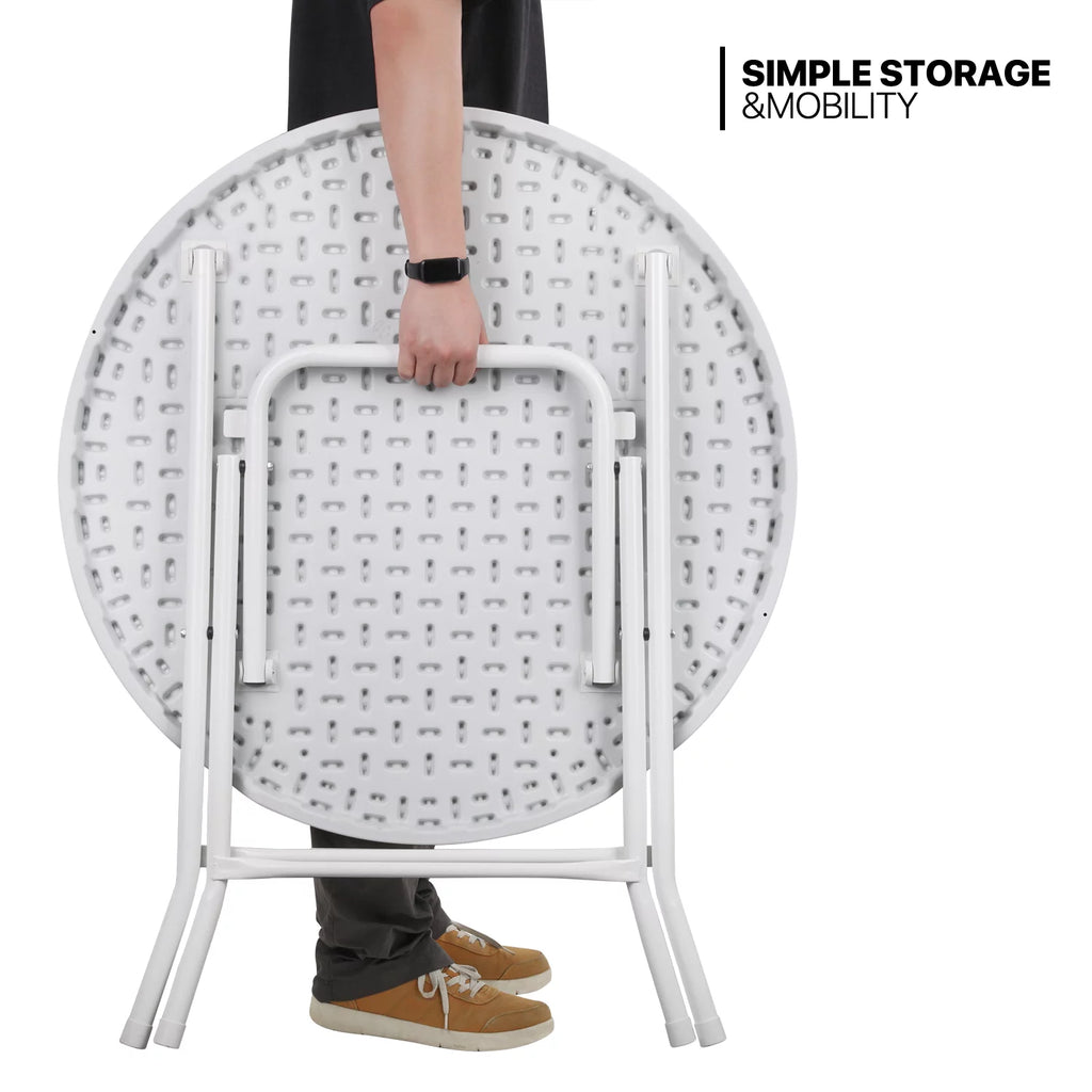10 Pack 2.6Ft White Round Folding Table U958924