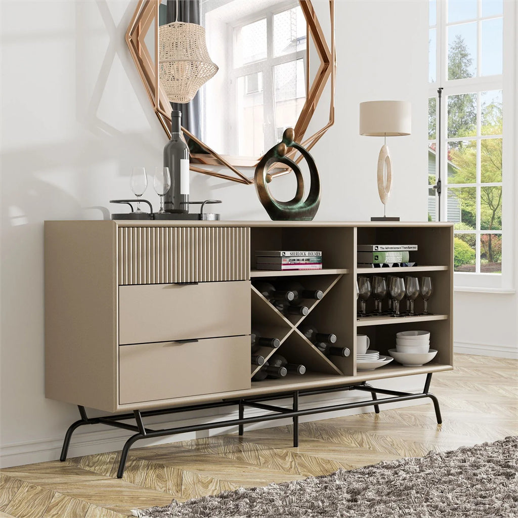 Light Taupe and Black Wood Buffet P2382