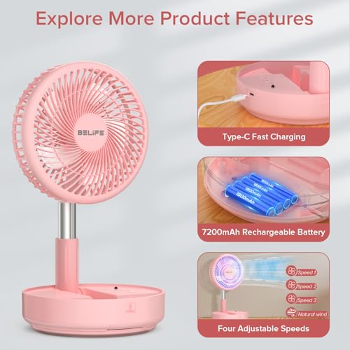 Portable Rechargeable Oscillating USB Desk Floor Fan T9939