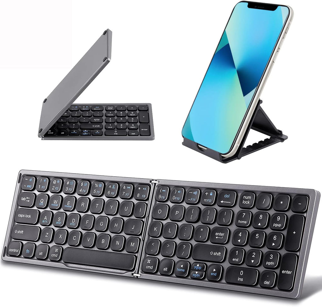 Foldable Bluetooth Keyboard with Numeric Keypad, Dark Grey Pack of 2 O307112