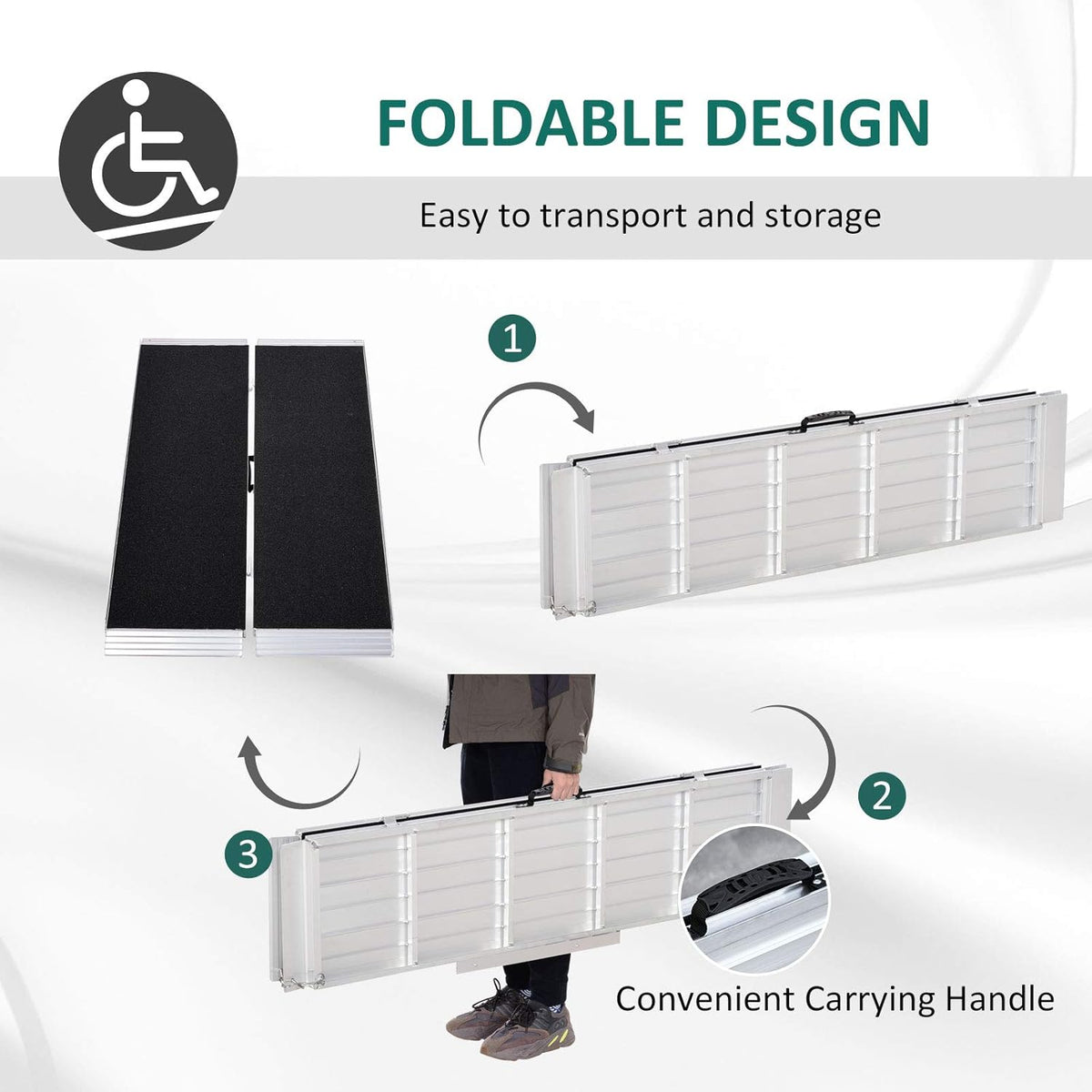 5' Portable Aluminum Wheelchair Ramp with Carrying Handle K1534
