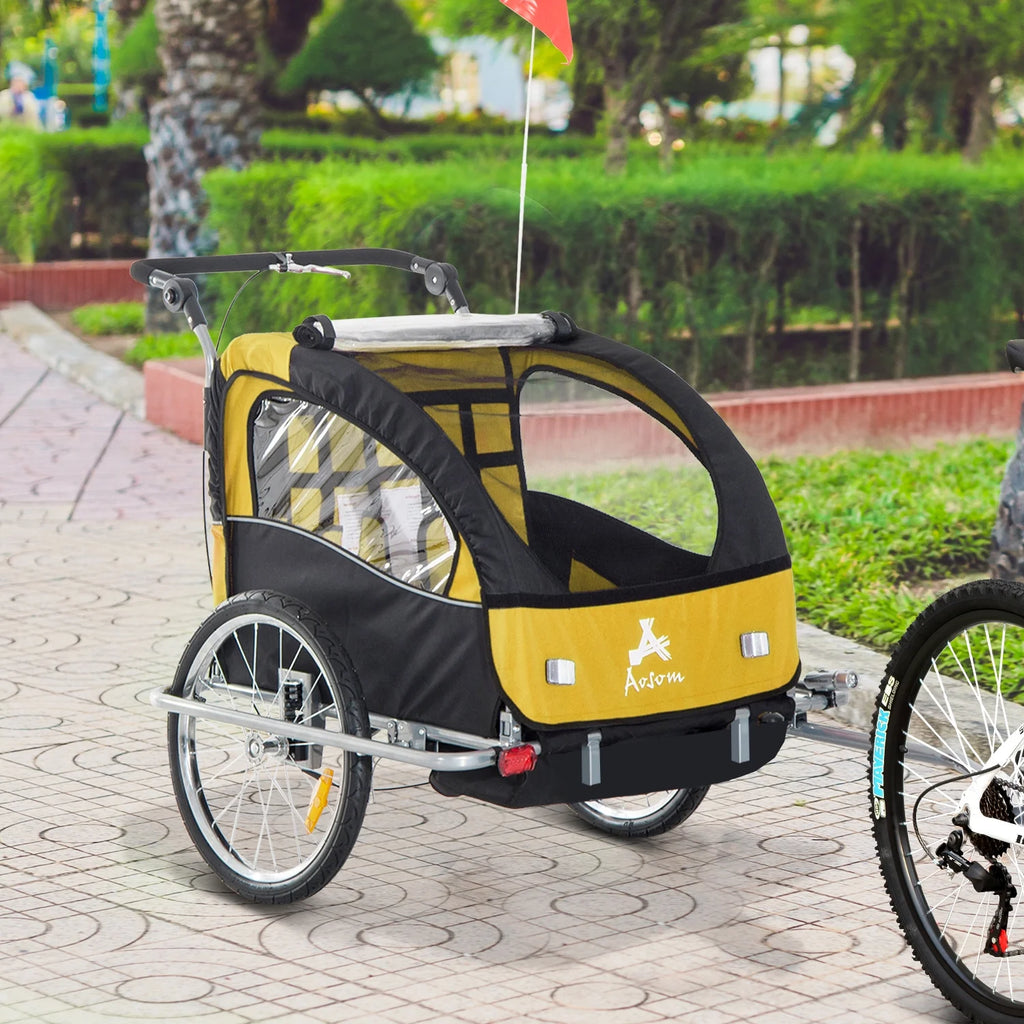 Double Baby Bike Trailer Stroller Swivel Wheel D311253