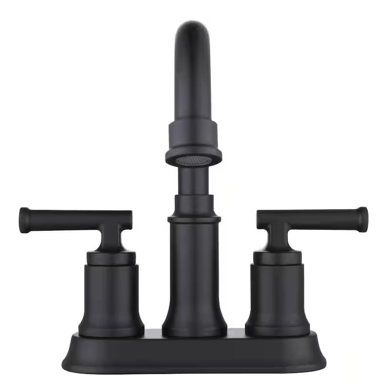 4 in. Centerset 2-Handle High-Arc Bathroom Faucet in Matte Black X17893