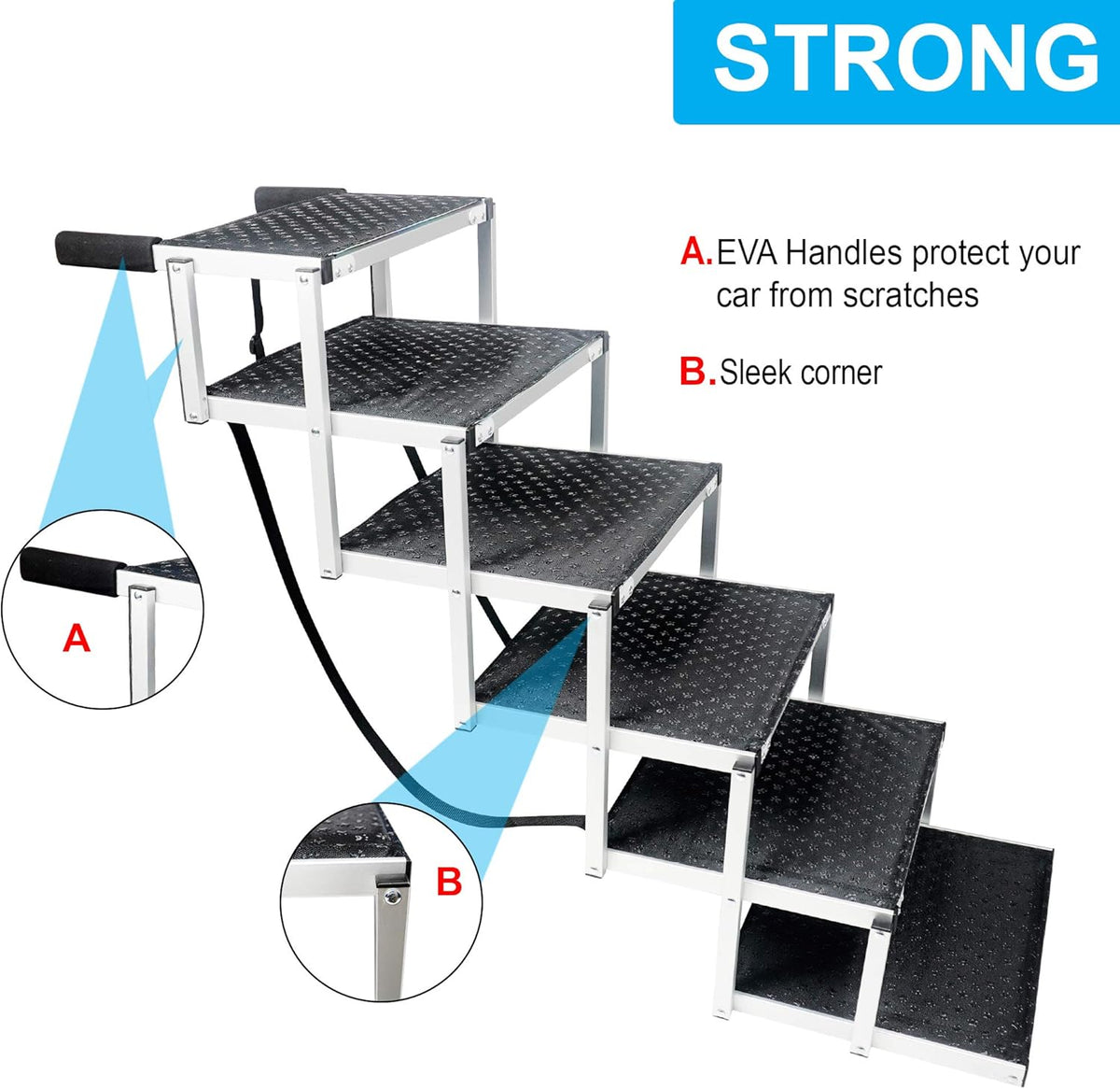 Lightweight Aluminum Foldable Pet Ladder Ramp with Nonslip Surface V9284