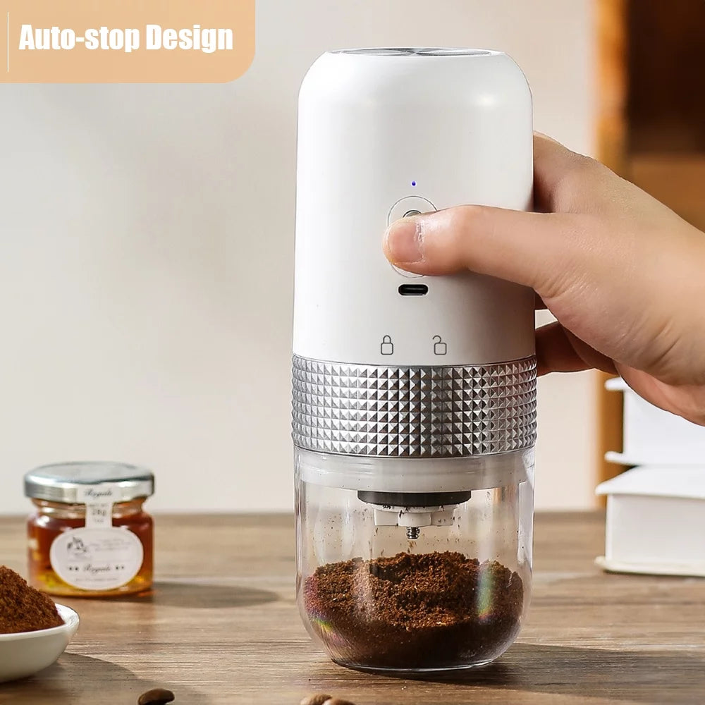 Portable Electric Burr Coffee Grinder 13W 200ml USB Rechargeable Adjustable Cordless I125