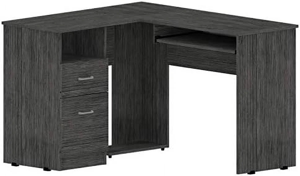 Walnut Wood Computer Desk with Drawers and Bookshelf M589