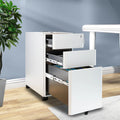 3-Compartment Locking Steel File Cabinet, White V710