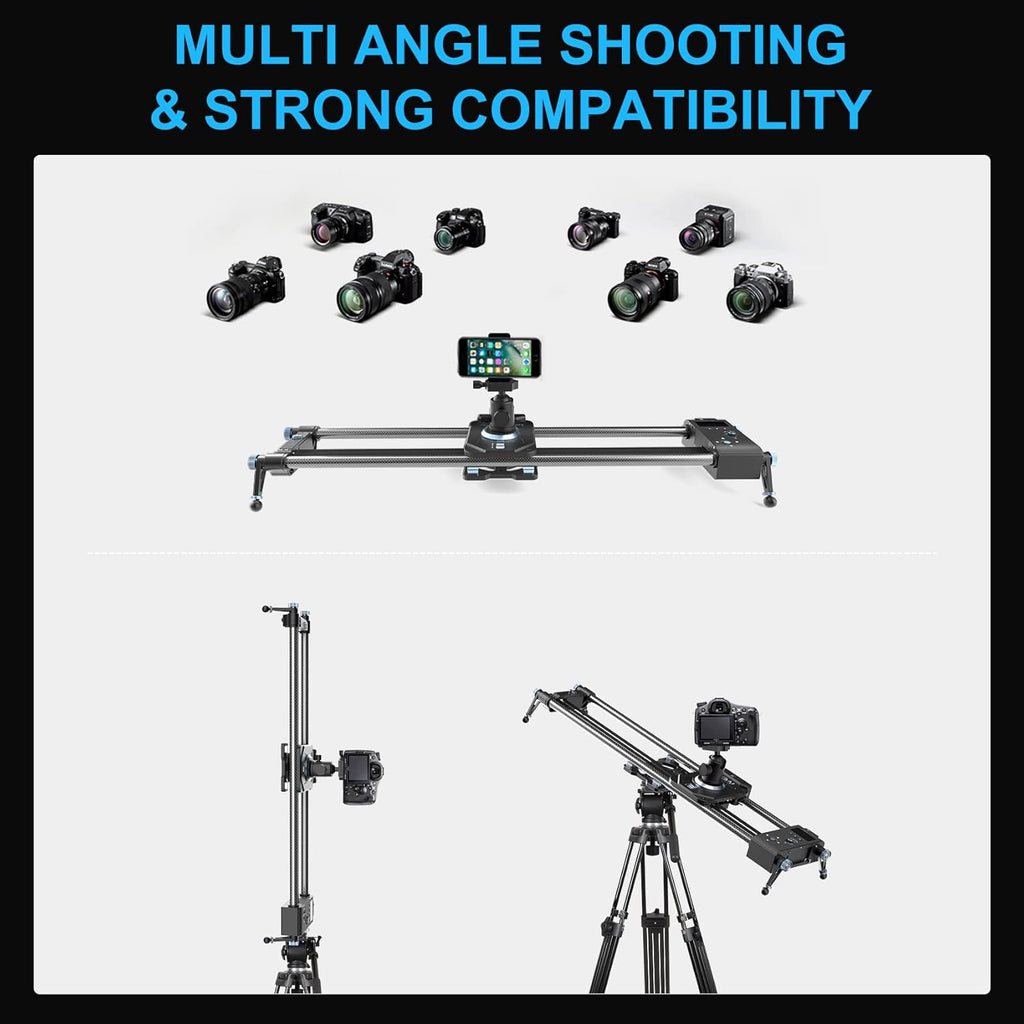 Motorized Camera Slider, 2-Axis 31'' Carbon Fiber Track Rail with APP Control B364328