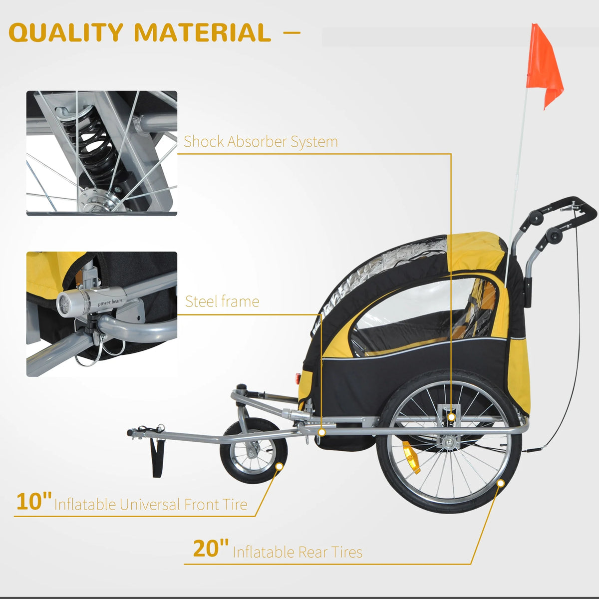Double Baby Bike Trailer Stroller Swivel Wheel D311253