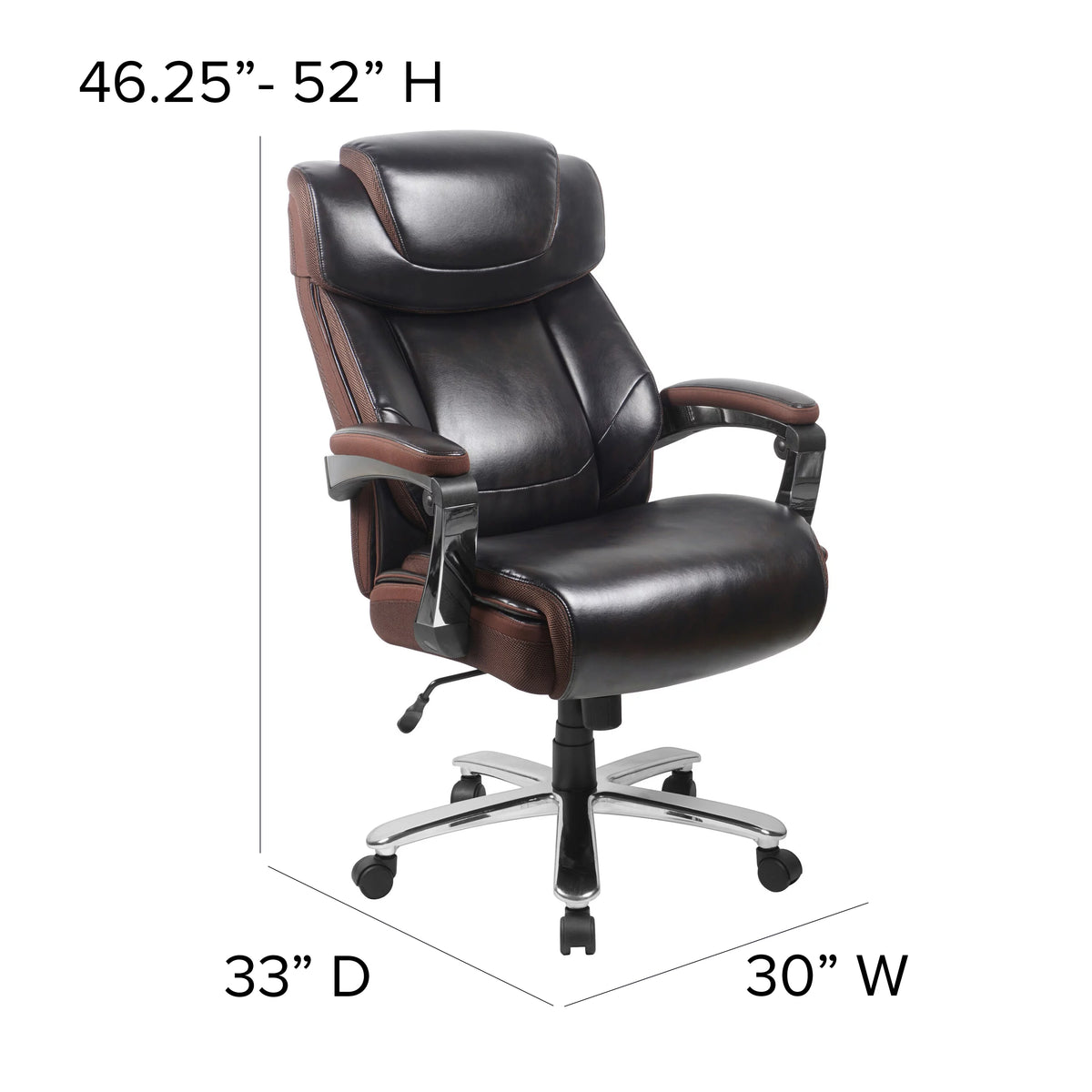 Brown LeatherSoft Ergonomic Office Chair with Headrest C5133