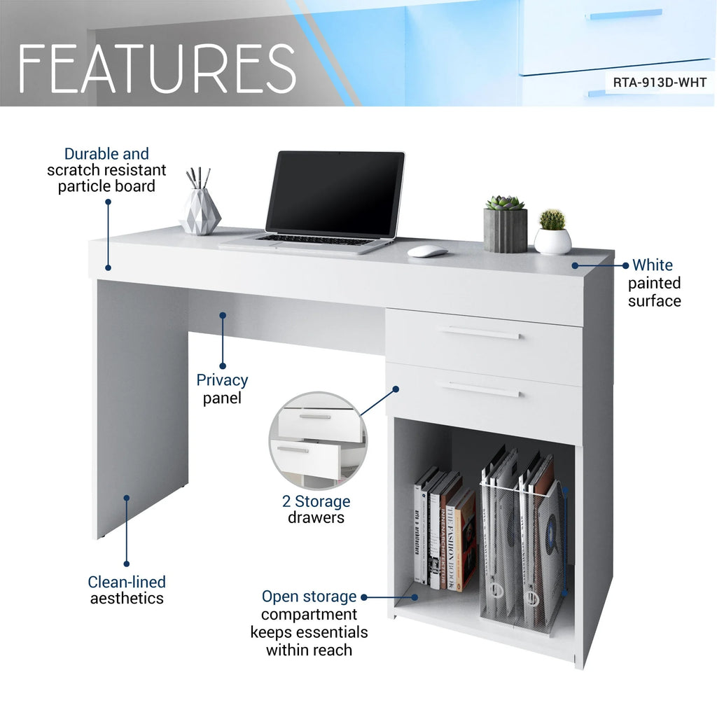 White Computer Desk Workstation with Storage G41267