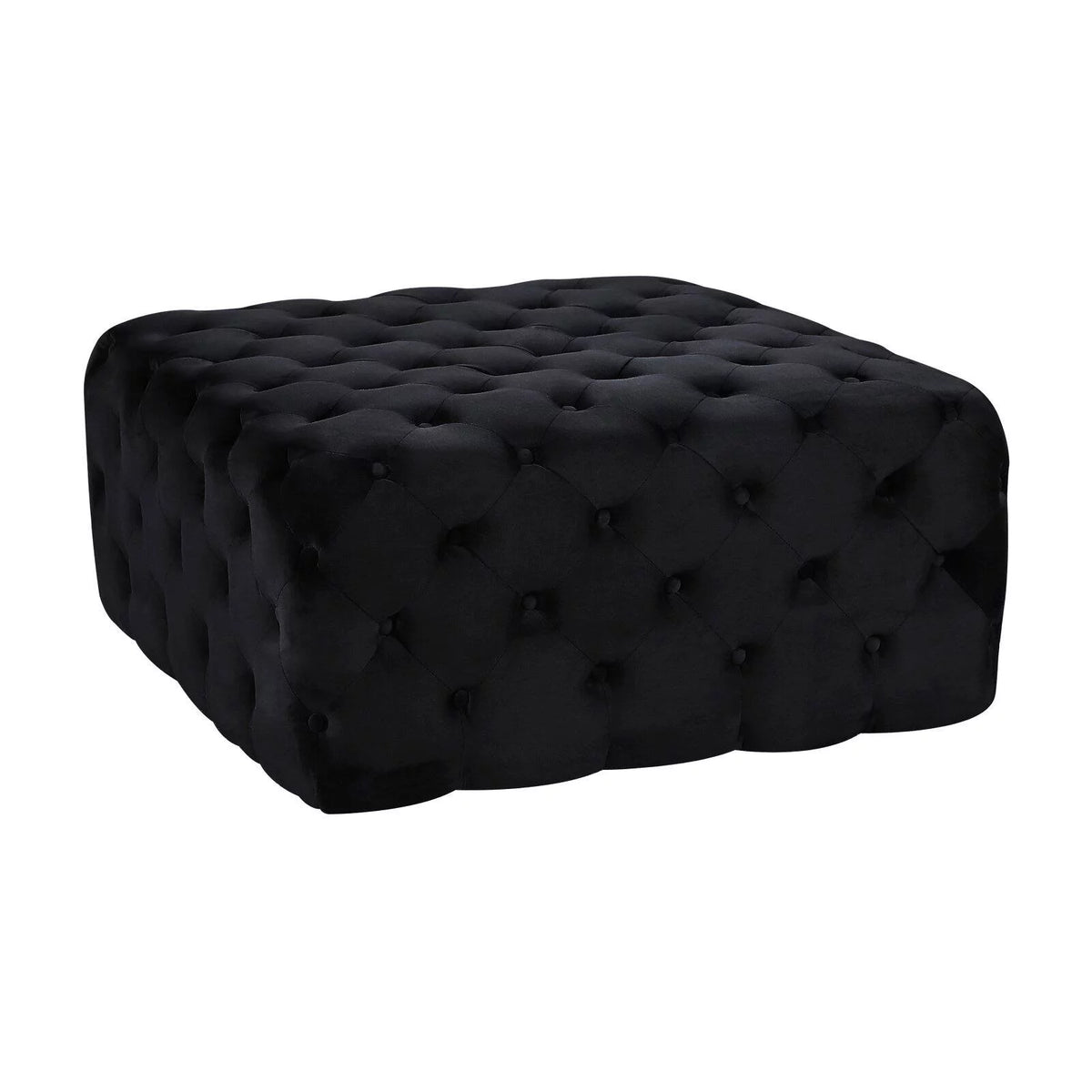 Black Velvet Tufted Ottoman and Bench A471577