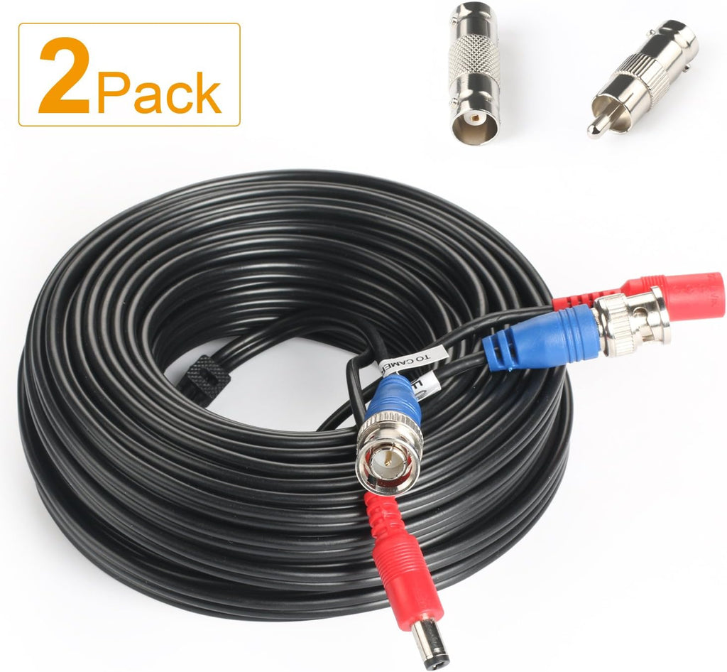 2Pack 50Feet BNC Video Power Cable for CCTV Security System with Connectors R555471