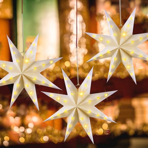 10 Set 8-Pointed 12 Inch Paper Star Lanterns with 10 LED Light Z235
