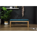 Blue Button Tufted Wood Bench Z149