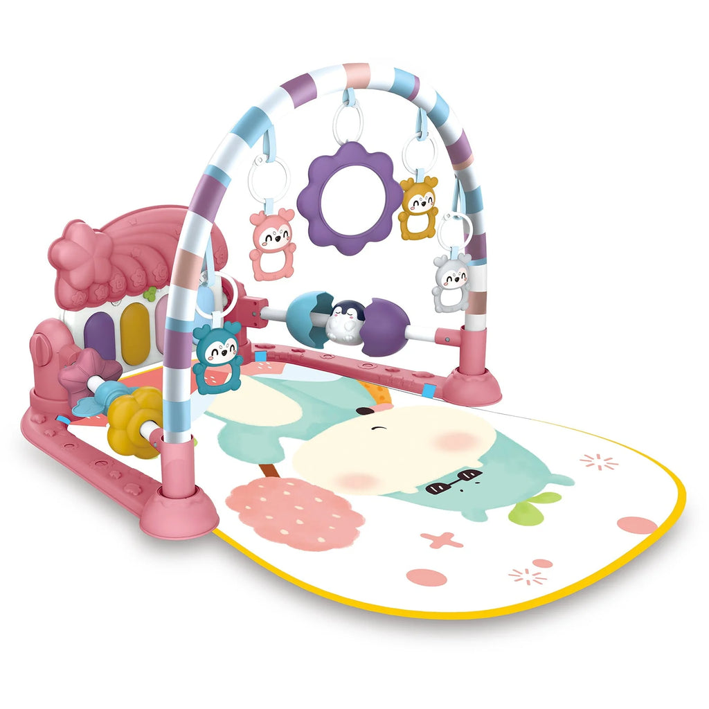 Baby Gym Play Mat 3 in 1 Fitness Rack with Music and Lights Blue V709