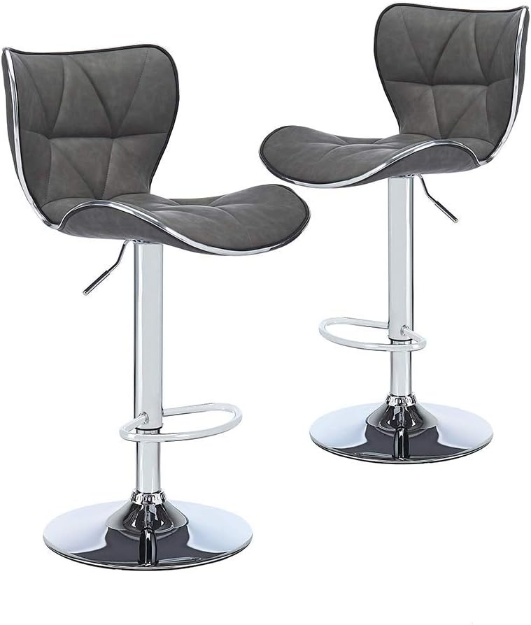 Adjustable Swivel Barstool with Back, 2 pcs, Dark Grey V870