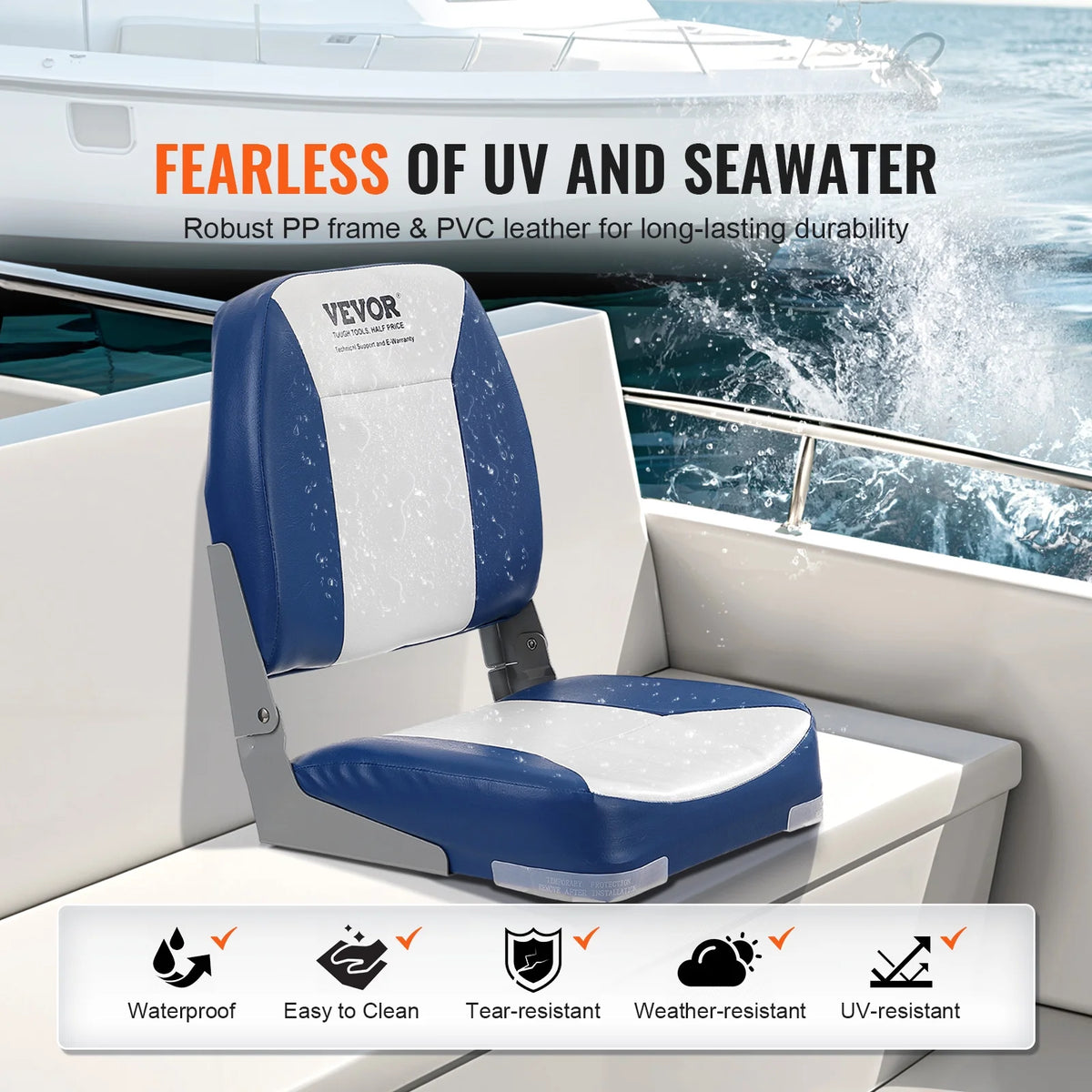 Low Back Fold-Down Fishing Boat Seat Chair K45026