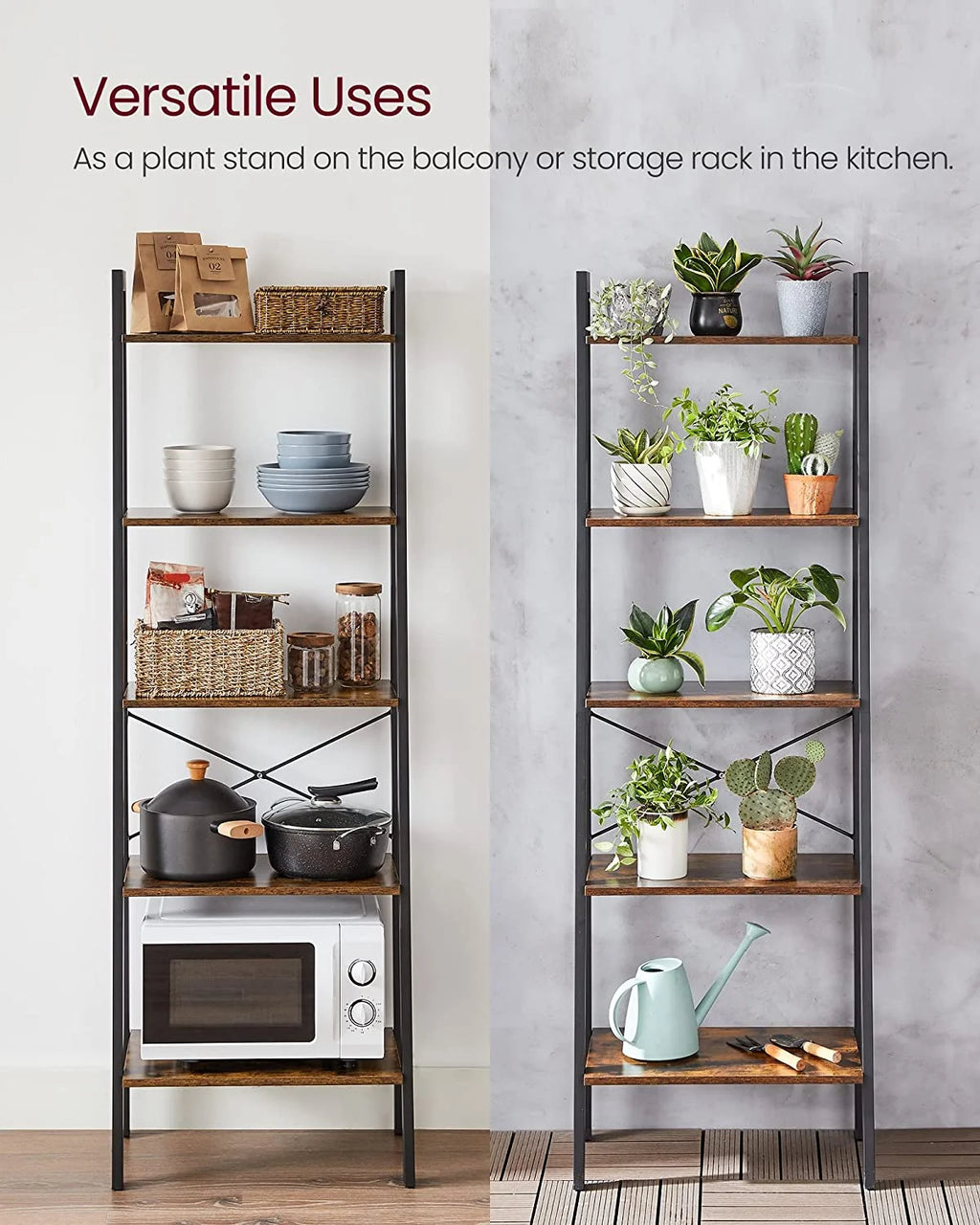 5-Tier Bookshelf and Storage Rack with Metal Frame H6275