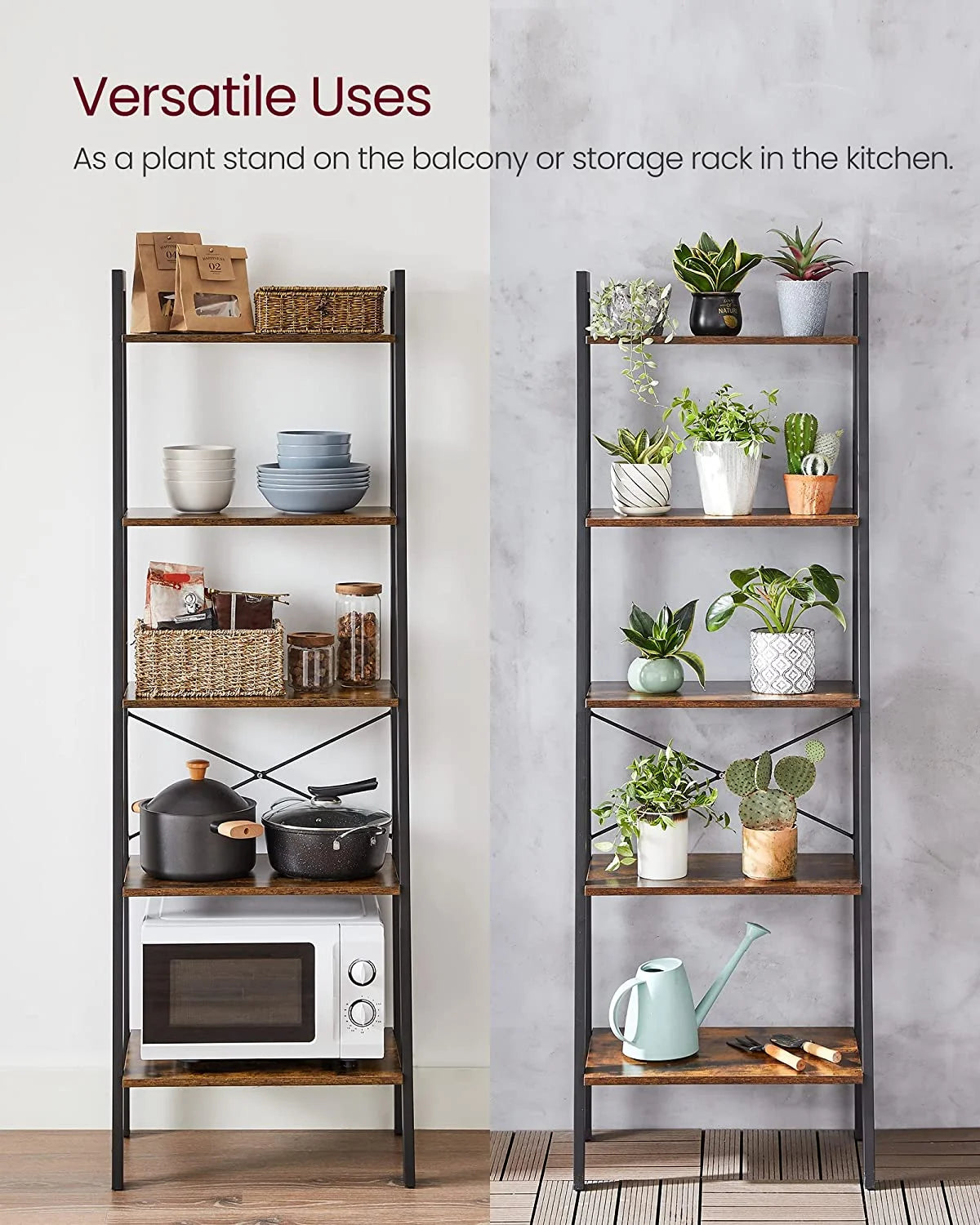 5-Tier Bookshelf and Storage Rack with Metal Frame H6275