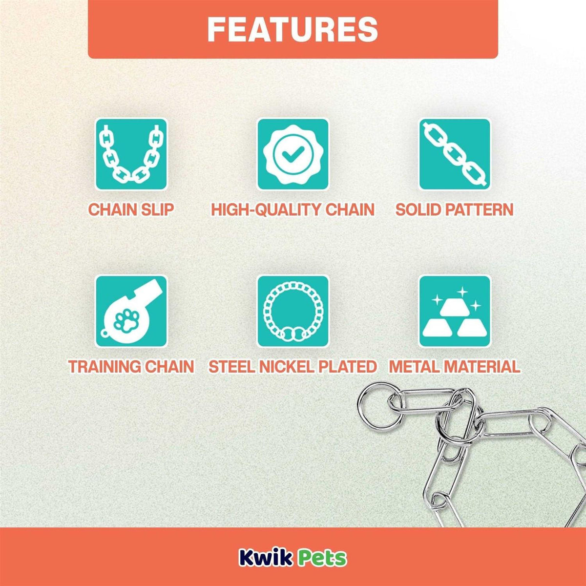 Fur Saver Link Chain Training Dog Collar W943316