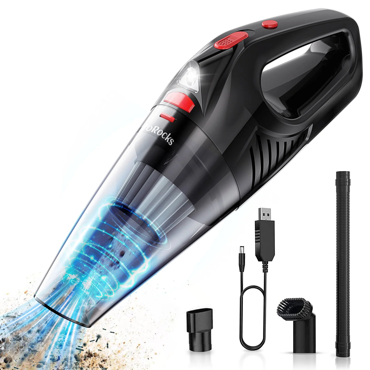 Cordless Portable Handheld Car Vacuum Cleaner with LED Lights M840590