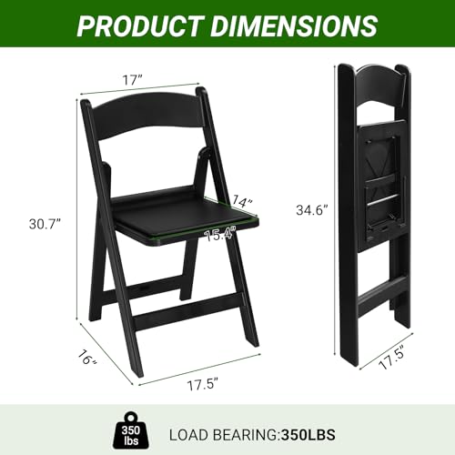 Black Resin Stackable Folding Chair with Padded Seats D52946