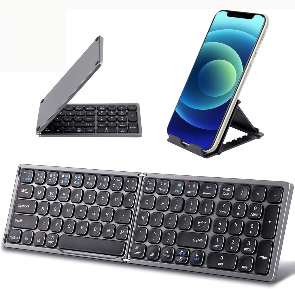 Foldable Bluetooth Keyboard with Numeric Keypad, Dark Grey Pack of 2 O307112