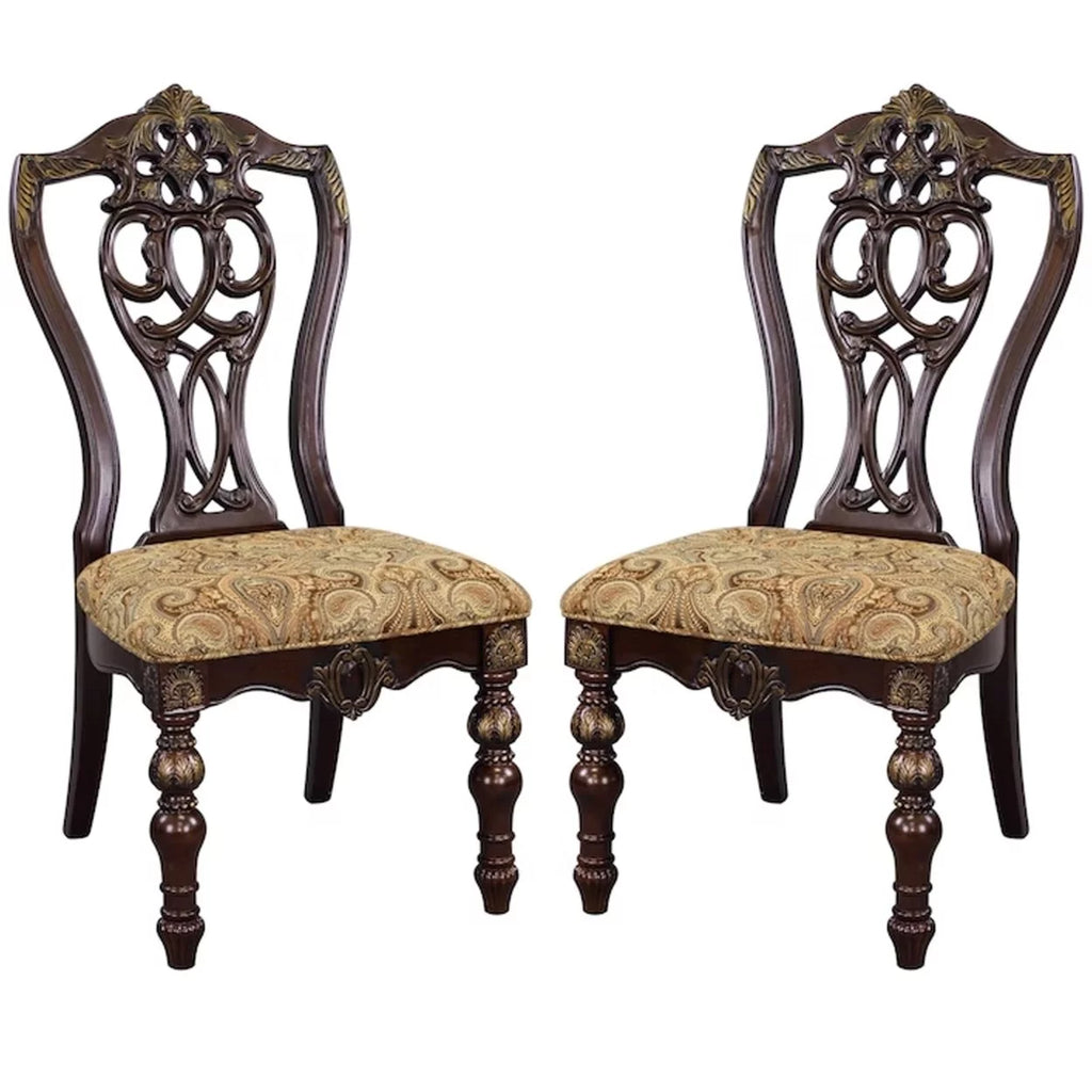 Fabric Upholstered Wooden Side Chair Set of 2 Z4757