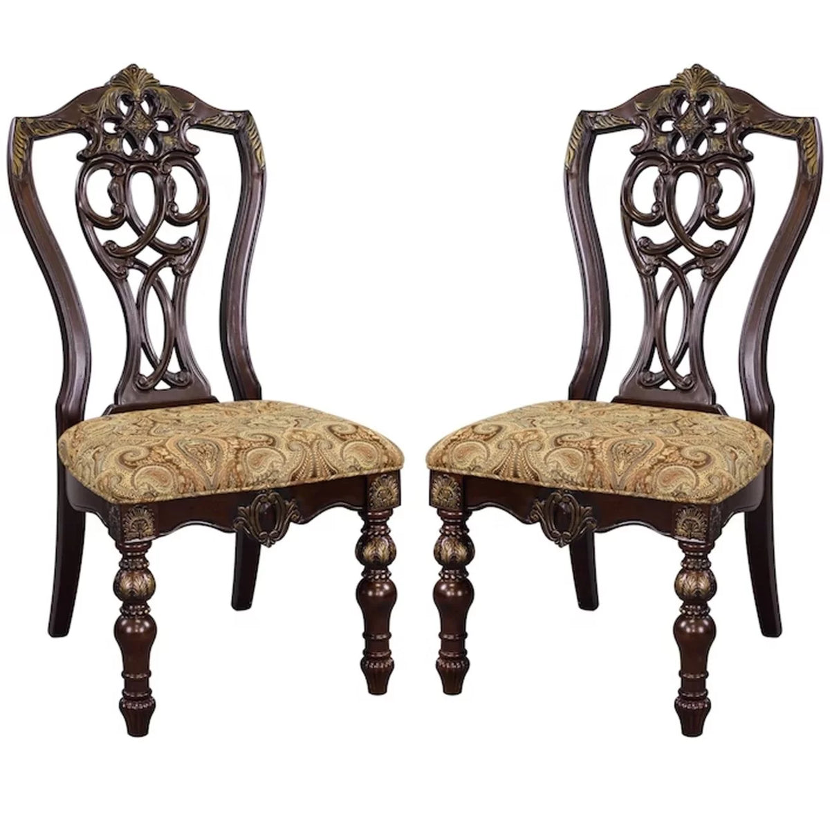 Fabric Upholstered Wooden Side Chair Set of 2 Z4757